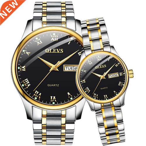 OLEVS Couple Watch Two-color Stainless Steel Strap Fashion W