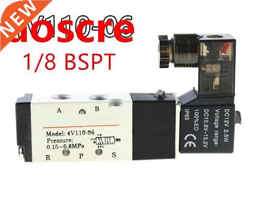 4V110-06 5Ports2Poston Sngle Solenod Pneumatc Ar Valve