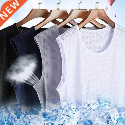 Sleeveless T-Shirt for men Summer Ice Silk T Shirt Cool and