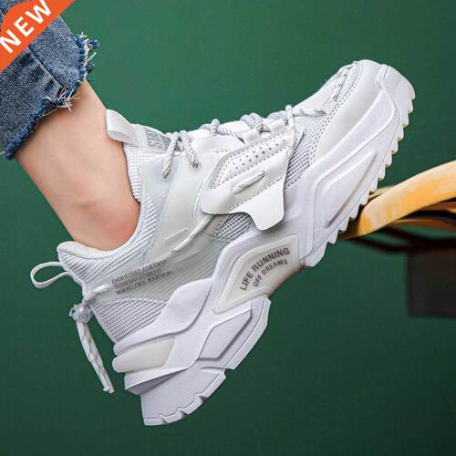 Women Thick Bottom Running Shoes Fashion Leather Comfortable