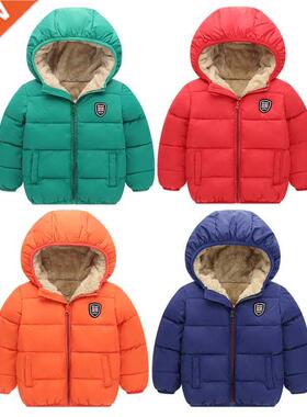 Winter Kids Hooded Jackets Boys Girls Thicken Warm Jacket Ou