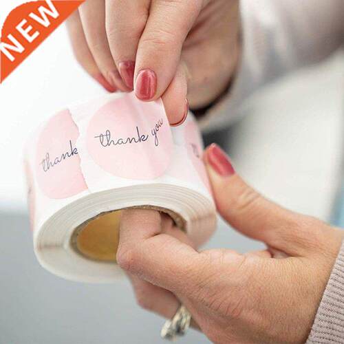 100-500pcs Thank You Stickers 1inch Pink Stickers For Compan