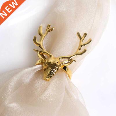 6pcs Gold silver deer head napkin buckle Christmas deer