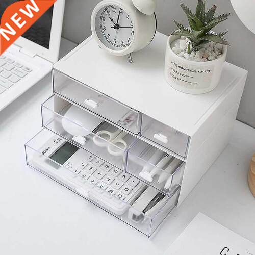 White Plastic Cosmetic Storage Box Drawer Makeup Organizer