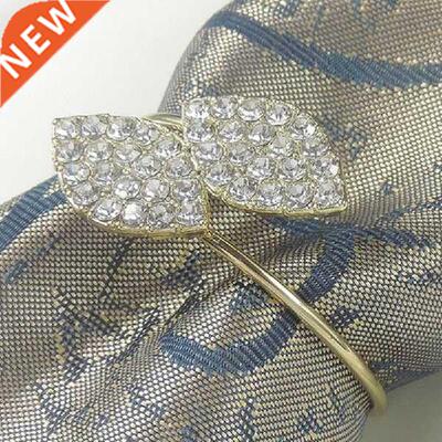 Rose Gold Silver Napkin Rings Serviette Buckles Metal Leaf