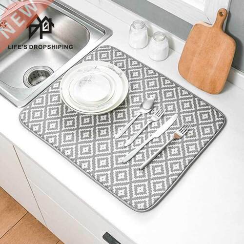 New 1pc Dish Drying Mat For Kitchen Sink Drainer Microfiber