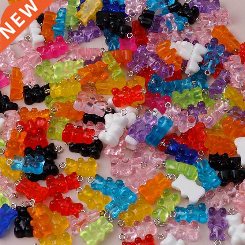 10pcs 22x11mm candy color gummy mini bear charms for making
