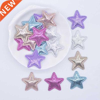 100Pcs 25mm Padded Glitter Cloth Heart Appliques for DIY Hat