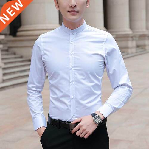BROWON Brand 2022 New Men Shirts Business Long Sleeve Stand