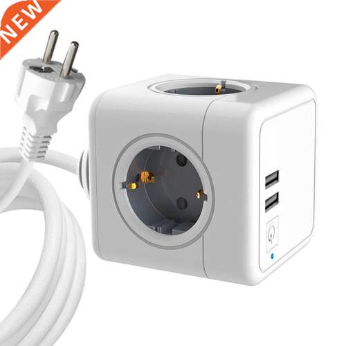 Multi-function PowerCube Power Strip EU Plug With 2USB Tpye-
