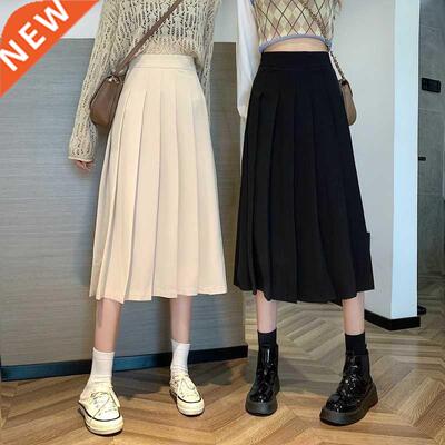 Black Pleated Skirt Half-length Skirt Female Autumn 2022 New