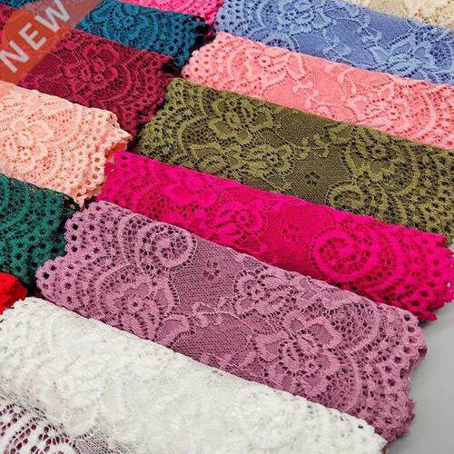 New 1Yard Flower Pattern 15CM Wide Elastic Lace Fabric Ribbo
