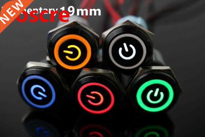 LED 19mm Power Black Waterproof Momentary Reset Metal Push B