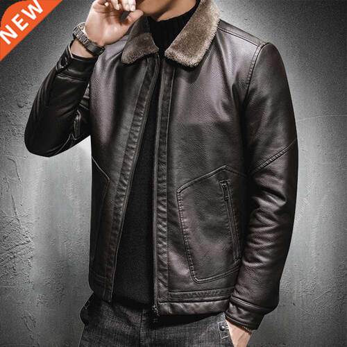 Vintage Leather Jacket Men Coffee Jacket Brown Leater Jacket