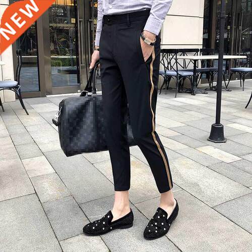 Ribbon Stripe Slim Dress Pants 2022 Summer Men's Business Ca