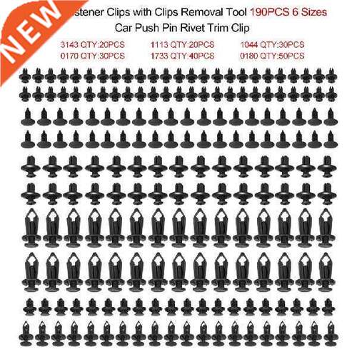 190Pcs Mixed Auto Fastener Clip 6 Size Vehicle Retainer