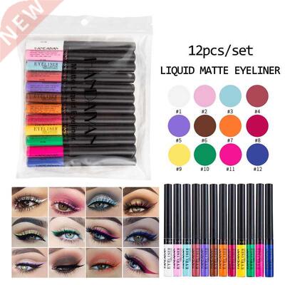 12pcs Color Liquid Eyeliner Matte Tint Quikly Dry Eyeliner