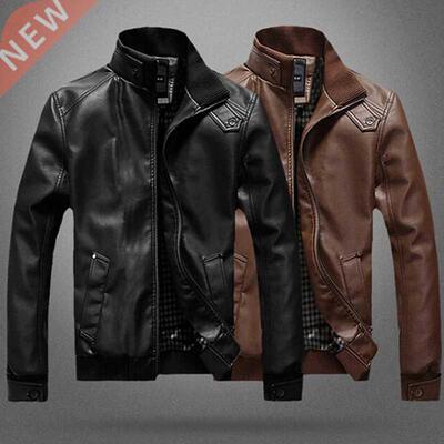 Men Faux Leather Jacket Motorcycle Size 5XL Men's Vintage Ja