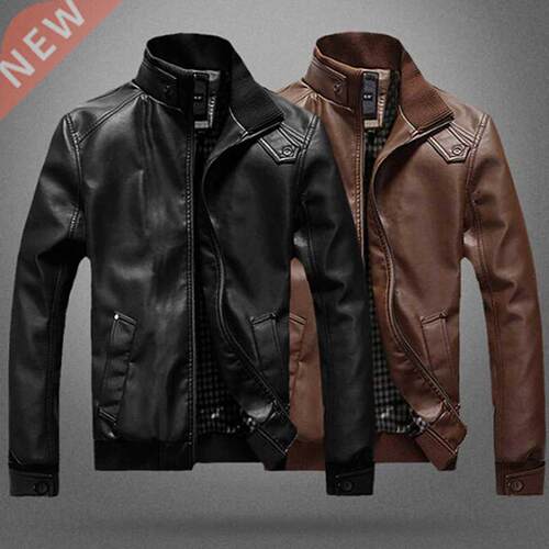 Men Faux Leather Jacket Motorcycle Size 5XL Men's Vintage Ja