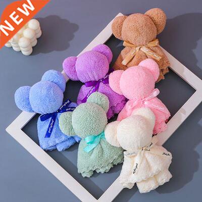 30x30cm Coral Velvet Fleece Bear Hand Towel With Bag
