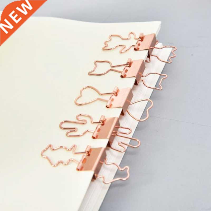 10 Count Rose Gold Metal Binder Clips Paper Clamps Heart Sha