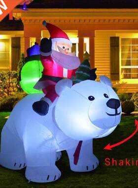2M Giant Inflatable Santa Claus Riding Polar Bear Christmas