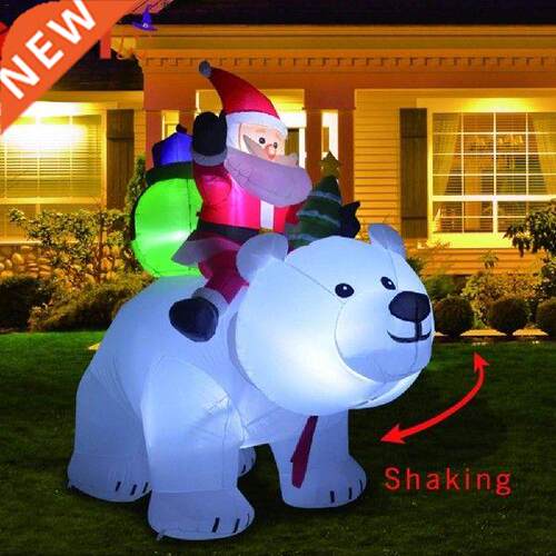2M Giant Inflatable Santa Claus Riding Polar Bear Christmas