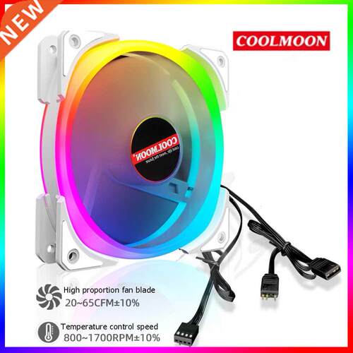 COOLMOON 4Pn PWM 5V 3Pn ARGB Computer Heatsnk Cooler Rad