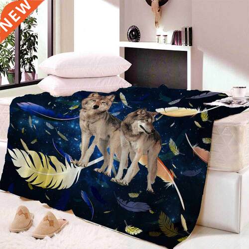Wolf Tiger Feather Blanket Animal Fleece Blanket Super Soft