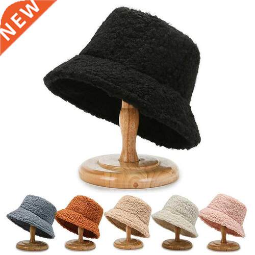 Lamb Wool Faux Fur Bucket Hat Winter Warm Teddy Velvet Hats