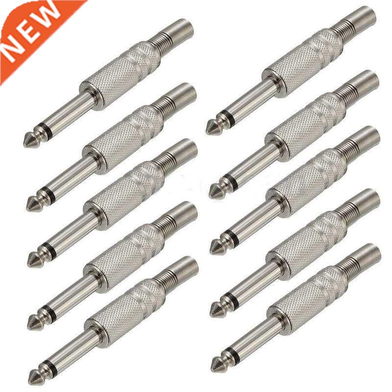 10pcs 6.35mm Male Mono Monaural Audio Cable Jack Connector P