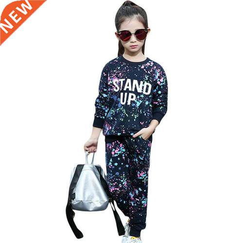 Girls Sports Clothes Set Sweatshirt+Pants 2Pcs Acetive Suit