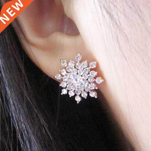 New Fashion Ladies Crystal Snow Flake Earing Bijoux Splinter