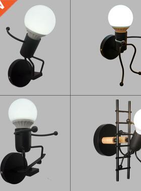 simplicity matchstick man Cartoon wall light Children's room