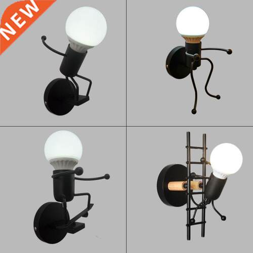 simplicity matchstick man Cartoon wall light Children's room