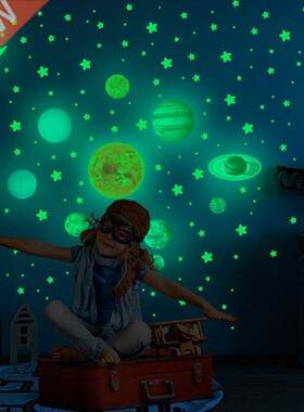 Nine Planets The Solar System Luminous Moon Glowing Wall