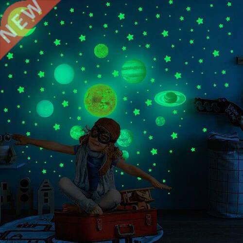 Nine Planets The Solar System Luminous Moon Glowing Wall