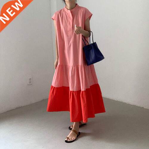 Elegant Stand Collar Flying Sve Woman Dress Lace Up Slim