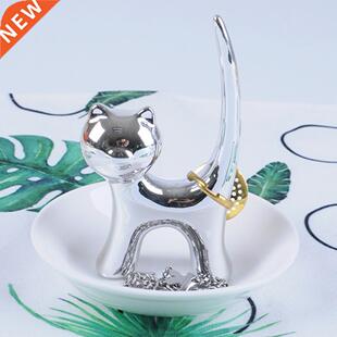 Cats Design Jewelry Dish Non-slip Ceramic Engagement Rings T