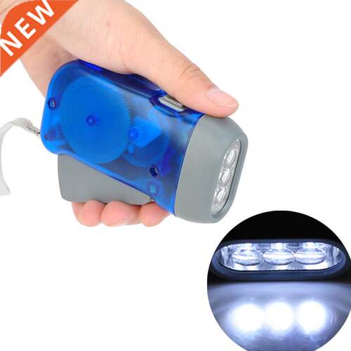 1PC Hand Crank Battery Free Flashlight Camping Lights 3 LED