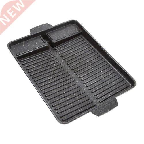 Rectangle BBQ Grill Pan Non Stick Griddle Pan Plate Tray Rid