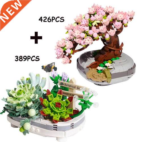 MOC Creative LOZ MINI Flower Pot Plant Building Block City C