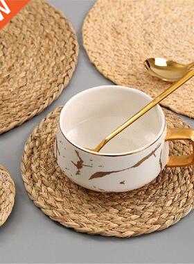 1Pc Kitchen Desk Mat Corn Water Grass Handmade Weave Round