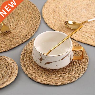 1Pc Kitchen Desk Mat Corn Water Grass Handmade Weave Round