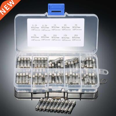 100pcs 5x20mm Fast-blow Glass Tube Fuses Assorted Kit Amp 0.