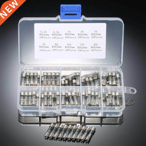 100pcs 5x20mm Fast-blow Glass Tube Fuses Assorted Kit Amp 0.