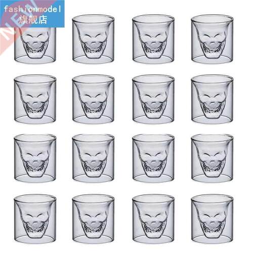 Transparent Skull Cup 25ML Doule Transparent Glass eer Whi