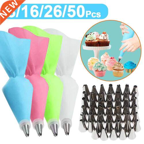 8/16/26 Silicone Pastry Bag Tips Kitchen  Cake Icing Pipi