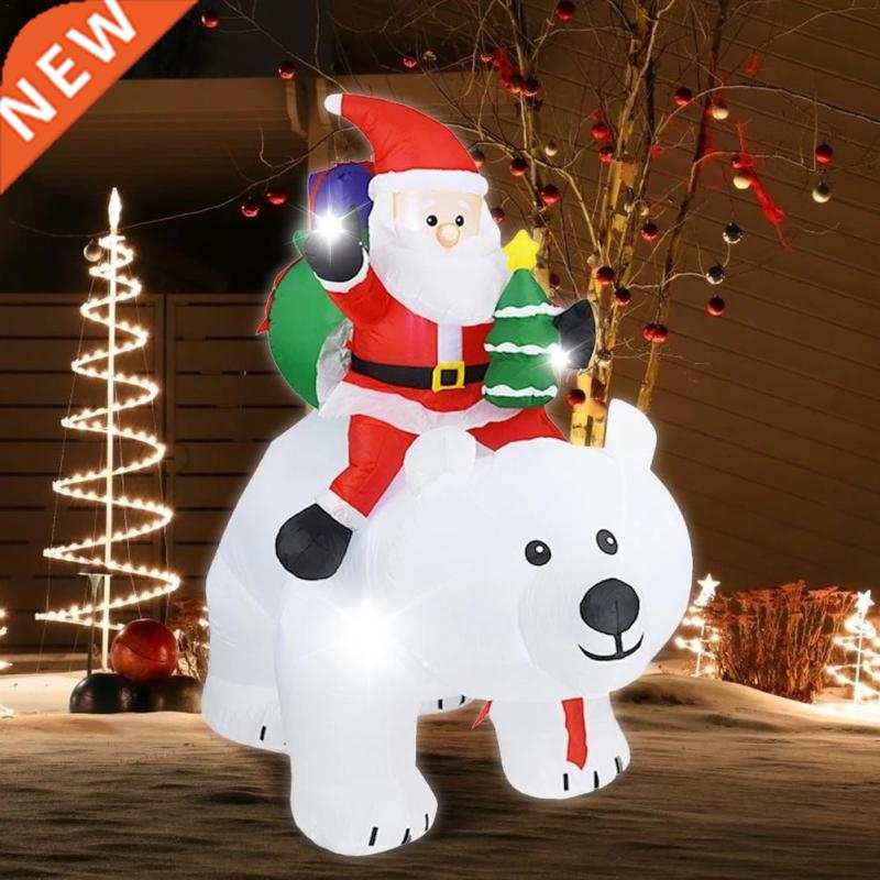 1.7m Giant Inflatable Santa Claus Riding Polar Bear