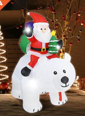 1.7m Giant Inflatable Santa Claus Riding Polar Bear